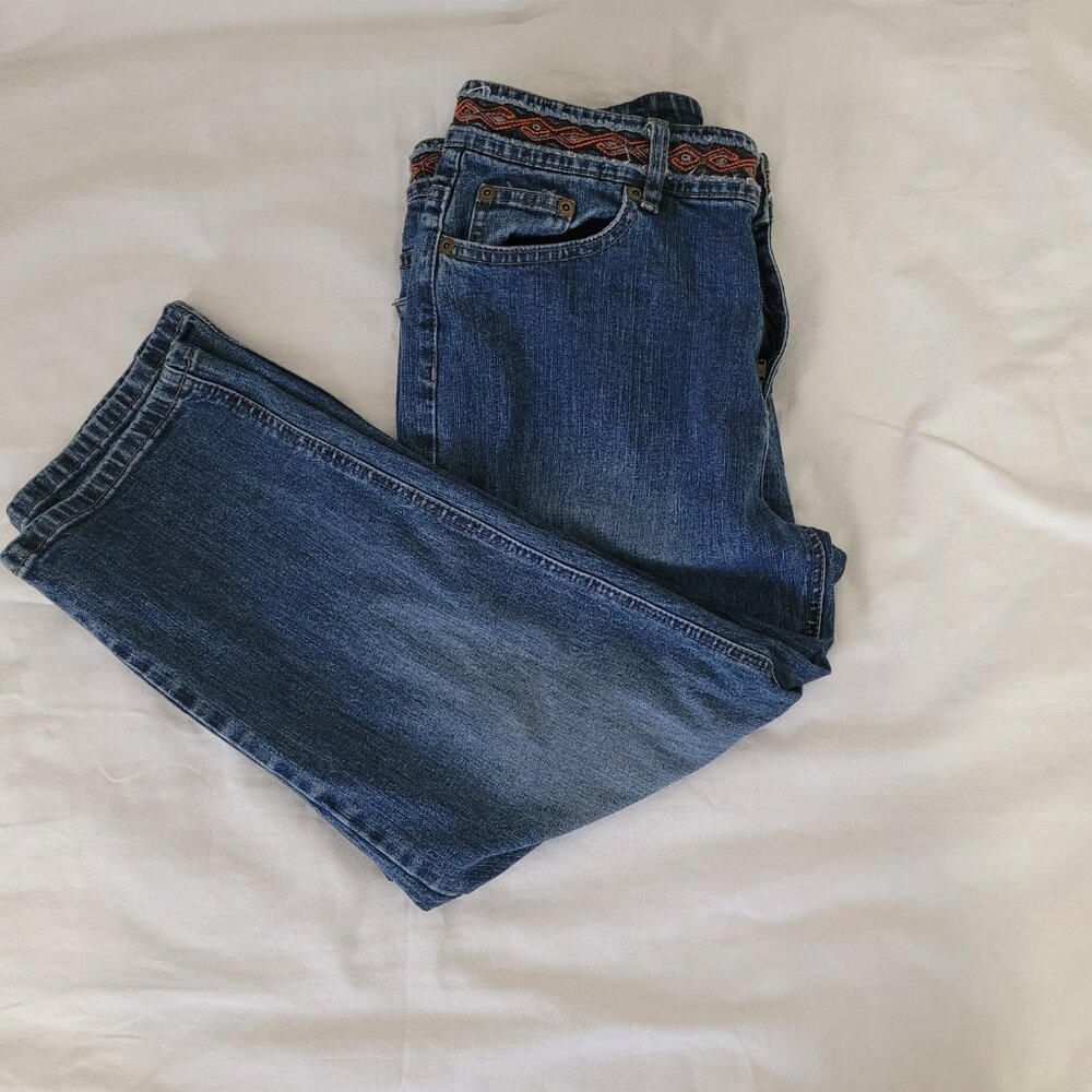 Capri Jeans Liz Claiborne Axcess Stretch Embroidered Womens Size 12